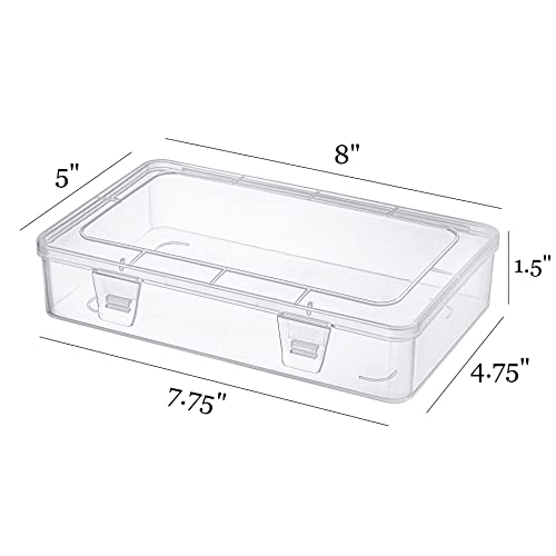 Kingrol 12 Pack Clear Plastic Storage Containers with Lids, 8 x 5 x 1.75 Inch Empty Hinged Boxes, Stackable Organizer Boxes for Home, Office, Craft Supplies