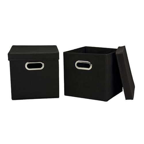 Household Essentials 34-1 Decorative Storage Cube Set with Removable Lids | Black | 16-Pack - size: 2 Count (Pack of 8)