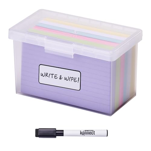 Bostitch Konnect Storage Containers with Lids, Office Organizer, Clear Plastic Box, Stackable for Index Cards, Labels, 1 Qt - size: Single