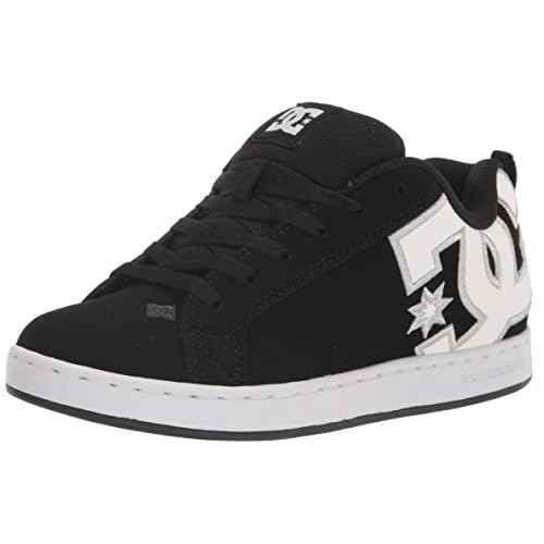 DC Women's Court Graffik Casual Skate Shoe,Black/White Stencil,8