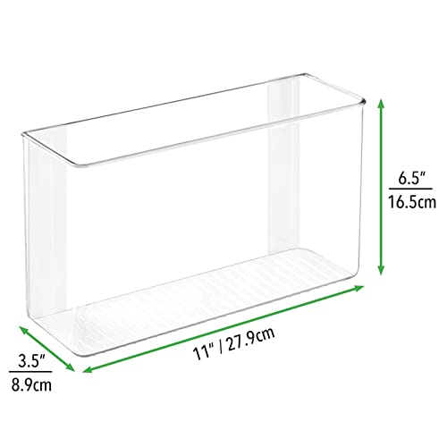 mDesign Plastic Adhesive Mount Storage Organizer Container for Kitchen or Pantry Wall Organization - Space Saving Holder for Sandwich Bags, Foil - 11" Wide - Ligne Collection - 4 Pack - Clear - size: 11 x 3.5 x 6.5 (Pack of 4)