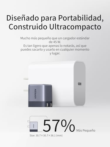 UGREEN 2-Item Bundle: Nexode Air 45W GaN USB C Wall Charger Block (Foldable Plug Travel Size) + 100W PD Fast Charging USB C to USB C Braided Cable for iPhone 17 16 MacBook Air Galaxy S26 iPad