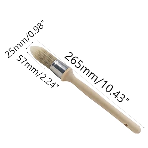 2PCS 1" Trim Paint Brushes Set, Round Edge Painting Tools with Hardwood Handle, Round Paint Brushes for Wall Detail, Baseboards