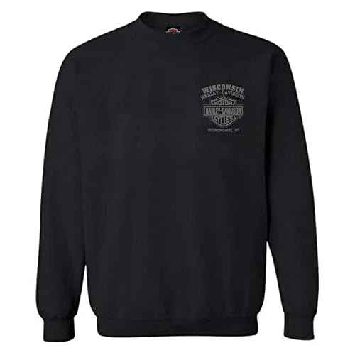 Harley-Davidson Men's Corrosion Willie G Skull Fleece Pullover Sweatshirt, Black