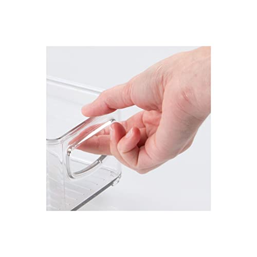 mDesign Plastic Bathroom Storage Container Bins w/ Handles - Closet, Cabinet, Vanity, Cupboard Shelf Organization, Hair Tools Accessory Organizer - Ligne Collection; Clear, 10x4x3 (Pack of 1) - size: 10 x 4 x 3 (Pack of 1)