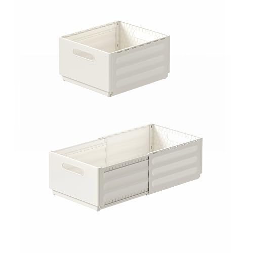 2 Pack Expandable Plastic Storage Boxes, Multi-Purpose Folding Organizer, Drawer Storage Divider For Bedroom, Kitchen And Snack Storage (XL) - size: XL