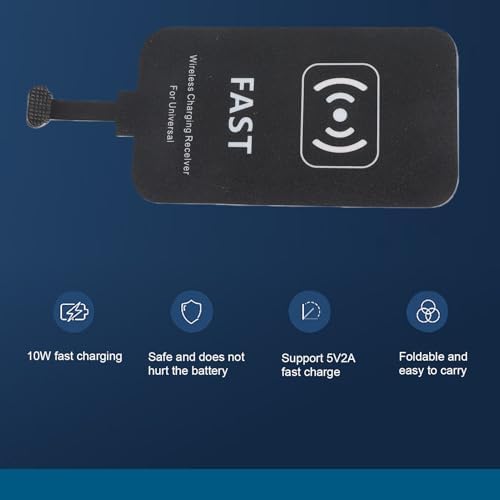 Eujgoov 10W Fast Qi Wireless Charging Receiver Ultra Thin Type C Adapter Chip for Android Cell Phones USB C Wireless Charger Receiver