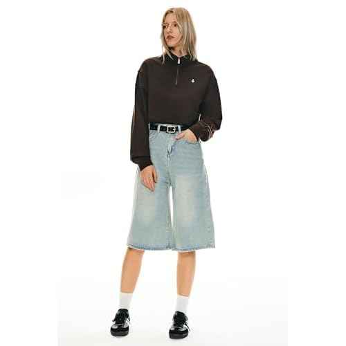 Orolay Women's Half Zip Crop Sweatshirt Long Sleeves Casual Pullover Stand Collar Fashion Outfits