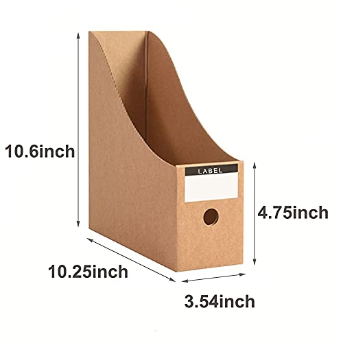 Foldable Desk File Holder Organizer Sturdy Cardboard Magazine Storage Box Document Rack with Blank Label Stickers for Home School Office (15, Brown) - color: Brown
