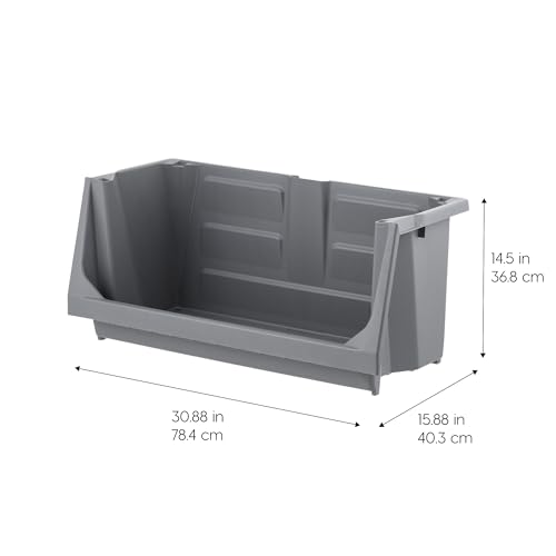 IRIS USA Open Front Storage Bins, Jumbo, Heavy Duty Garage Storage, Stackable Storage Bins, Tools Hardware Hose Household Product Sporting Goods, Wide Open Front, Interlocked Secure Stacking, Gray - size: Jumbo - 1 Pack