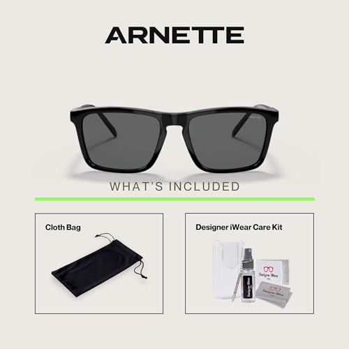 ARNETTE Shyguy AN4283 Square Sunglasses for Men for Women +BUNDLE with ACCESSORY EYEWEAR KIT