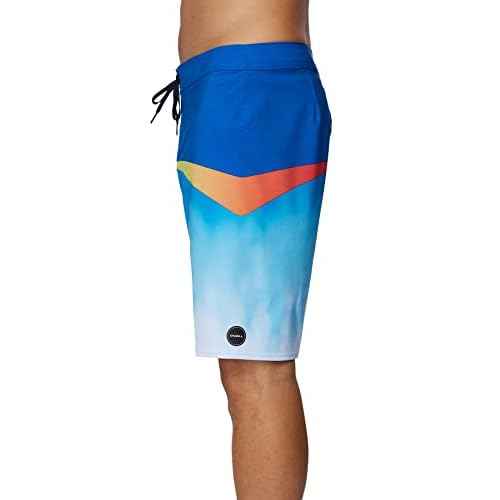 O'NEILL Men's 20 Inch Tropical Print Boardshorts - Quick Dry Swim Trunks for Men with Fabric and Pockets,Blue,34