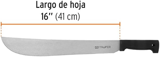 TRUPER T-460-16B Black Handle Machetes, Rivetless 16" (41cm)