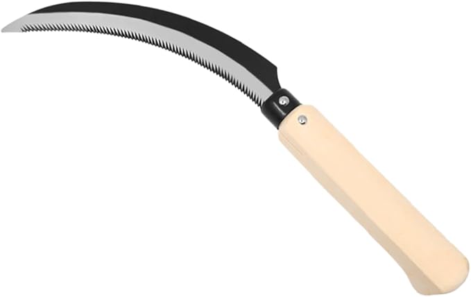 Zenport K202 Lavender Harvest Sickle/Berry Knife, Notched Wooden Handle, 6.5-Inch Curved Serrated Blade