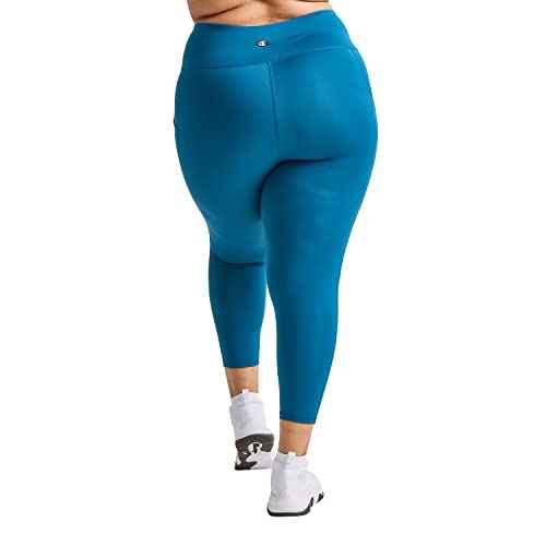 Champion Women's Plus Size Absolute 3/4 Pocket Tights, Plus Size Cropped Compression Leggings,23"