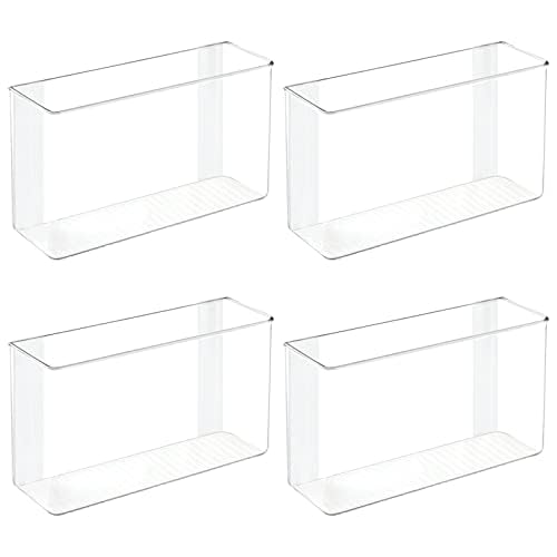 mDesign Plastic Adhesive Mount Storage Organizer Container for Kitchen or Pantry Wall Organization - Space Saving Holder for Sandwich Bags, Foil - 11" Wide - Ligne Collection - 4 Pack - Clear - size: 11 x 3.5 x 6.5 (Pack of 4)