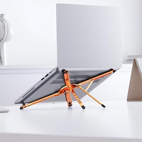 Portable Laptop Stand for Desk Foldable Adjustable Computer Riser with Magnetic Phone Holder Aluminum Laptop Stand Tablet Stand Mobile Phone Holder (Navy Blue)