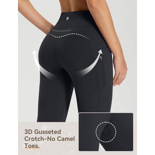 baleaf 25''/30'' Women's Fleece Lined Leggings Water Resistant High Waist Winter Running Hiking Pants Zipper Pockets