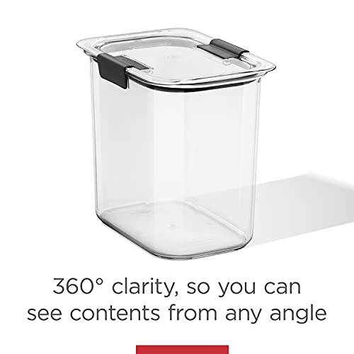 Rubbermaid Brilliance 16-Cup Airtight Food Storage Container with Lid Clear/Grey - optimal for pantry organization flour sugar and food storage - size: 16 Cup