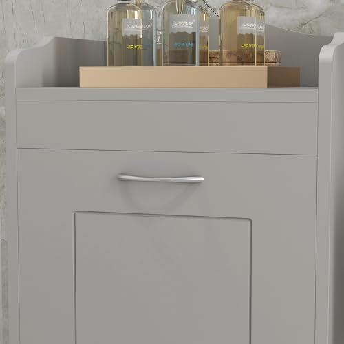 HOMCOM 31" Tilt Out Laundry Hamper, Free Standing Home Organizer Hamper, Bathroom Storage Cabinet, Gray
