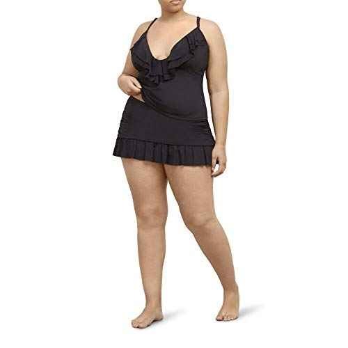 Kenneth Cole Reaction Women's Plus-Size Ruffle Shuffle Rouched Skirted Bottom