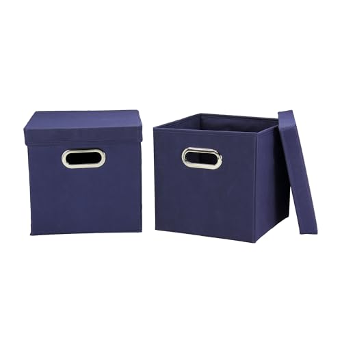 Household Essentials 33-1 Decorative Storage Cube Set with Removable Lids | Navy | 16-Pack - size: 2 Count (Pack of 8)