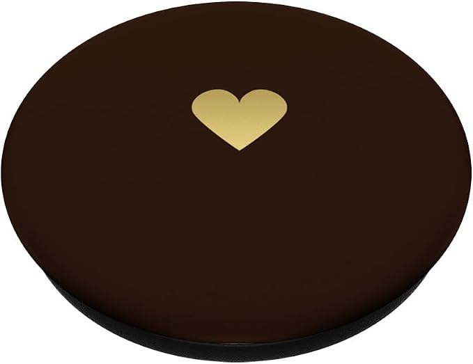 Dark Brown Deep Heart Minimalist PopSockets Adhesive PopGrip