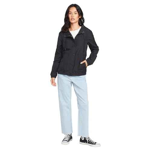 Volcom Women's Plus Enemy Stone Hooded Zip Front Windbreaker Jacket