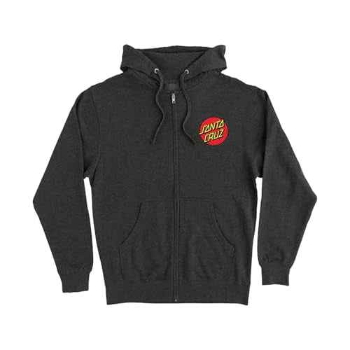 SANTA CRUZ Classic Dot Zip Hooded Regular Sweatshirt Char Hthr Lg Womens