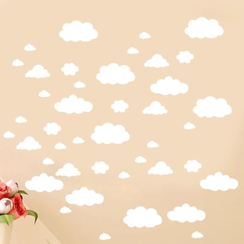 Decorative Cloud Wall Stickers - Removable White Clouds for Nursery, Kids Room, Bedroom, and Office - Easy to Apply & Peel,Vinyl Wall Decals (42pcs)