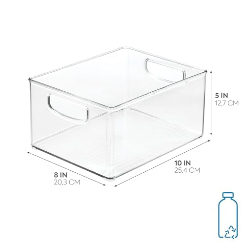 iDesign Stackable Storage Bin with Handles - Organize Pantry, Fridge, or Freezer, Clear, Made in USA - style: Pack of 1