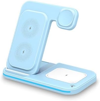 Foldable 3-in-1 Wireless Charging Station Fast Charging Stand Dock for Smart Watch Earbuds &amp Phone Magnetic Connection USB Powered