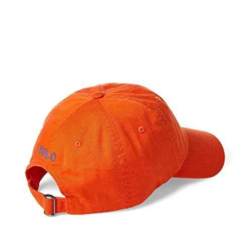 POLO RALPH LAUREN Baseball Cap One Size with Adjustable Strap at Back (One Size, Orange/Blue Pony)