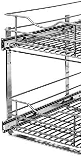 Knape & Vogt RS-DBLMUB-14-FN 14.625 inch W x 21.75 inch D x 16.25 inch H Double Tier Pull Out Cabinet Organizer, Frosted Nickel