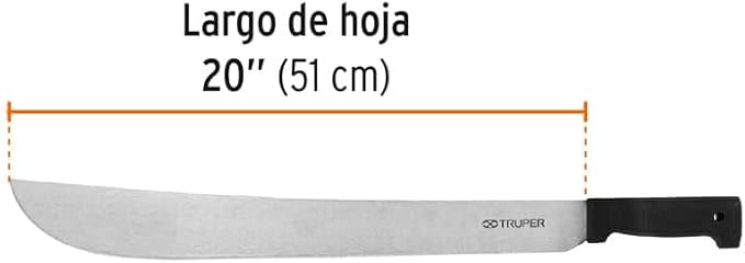 TRUPER T-460-20B Black Handle Machetes, Rivetless 20" (51cm)