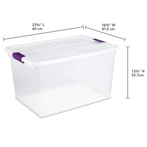 Sterilite 66 Qt ClearView Latch Storage Box, Stackable Bin with Latching Lid, Organize Clothes, Blankets, Items in Closet, Clear Base and Lid, 12-Pack - size: 12 Pack, style: 66 Quart