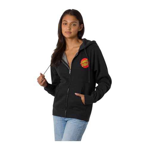 SANTA CRUZ Classic Dot Zip Hooded Regular Sweatshirt Char Hthr Lg Womens