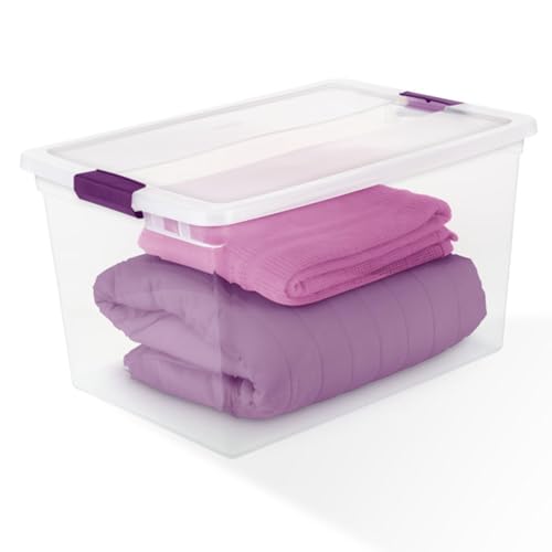 Sterilite 66 Qt ClearView Latch Storage Box, Stackable Bin with Latching Lid, Organize Clothes, Blankets, Items in Closet, Clear Base and Lid, 12-Pack - size: 12 Pack, style: 66 Quart
