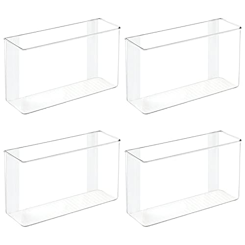 mDesign Plastic Adhesive Mount Storage Organizer Container for Kitchen or Pantry Wall Organization - Space Saving Holder for Sandwich Bags, Foil - 11" Wide - Ligne Collection - 4 Pack - Clear - size: 11 x 3.5 x 6.5 (Pack of 4)