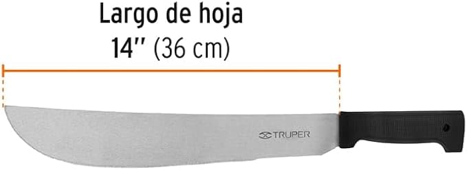 TRUPER T-460-14B Black Handle Machetes, Rivetless 14" (36cm)