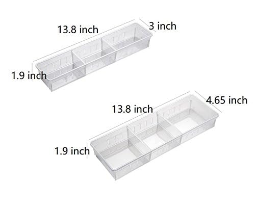Chris.W Desk Drawer Organizer Tray with Adjustable Dividers, Multi-Drawers for Makeups, Utensil, Pens, Flatware and Junks - Set of 4 (2 Large + 2 Small),13.8 Inch Length - size: Large(2L + 2S)