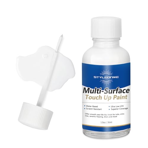 Styleonme Touch Up Paint White, Multi-Surface Touch Up Paint Pen, suitable for wall, metal, wood, floor, appliance maintenance, refrigerator, dishwasher, dryer, washing machine, microwave oven and other household appliances semi-gloss paint repaint