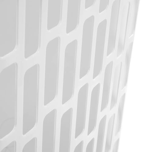 1.8 Bushel Slim Rectangular Laundry Hamper with Through Handles, Space-Saving Plastic Laundry Basket for Narrow Spaces, Ventilated Design, White, 20 x 13.1 x 24 Inches