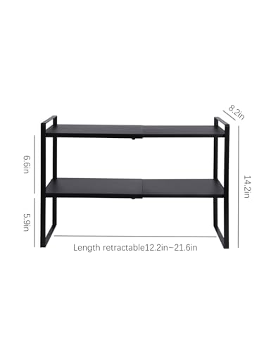 2-Tier Expandable Shelf Organizer for Kitchen Cabinet, Countertop, Pantry & Under-Sink Storage(black)