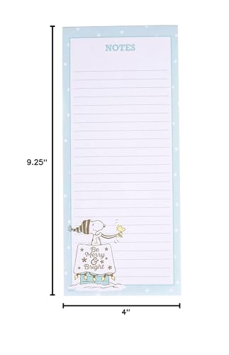 Graphique Merry Snoopy Holiday Magnetic Notepad | 100 Tear-Away Sheets | Grocery, Shopping, To-Do List | Writing Pad for Fridge, Kitchen, Office | Lined Paper | Great Gift | 4” x 9.25”