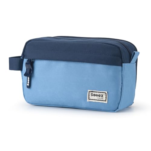 Sooez High Capacity Pencil Case, Big Pencil Bag Pouch Box Organizer Pen Case, Portable Journaling Supplies with Easy Grip Handle & Loop, Asthetic Supply for Girls Adults, Blue - color: Blue