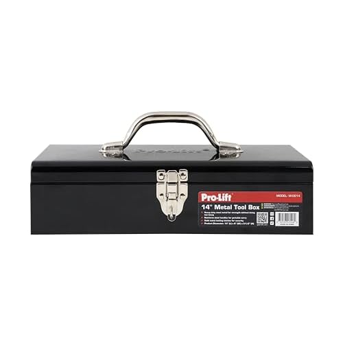 Pro-Lift Steel Tool Box ? 14-inch Metal Toolbox Portable with Handle ? Heavy Duty Metal Latch Closure Small Carry Storage Box Tools Organizer