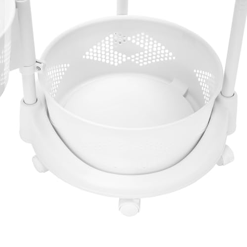 5 Tier Rotating Storage Shelf with Lockable Casters, Circular Rotating Basket Large Storage Rack with 360° Wheels 180° Rotating Multi-Layer Kitchen Storage Shelf (3 Tier) - size: 3 Tier