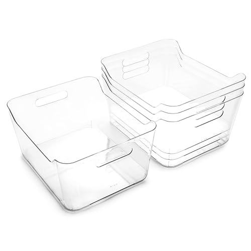 BINO | Plastic Organizer Bins, X-Large - 4 Pack | The SOHO Collection | Multi-Use Organizer Bins | Pantry & Freezer Bin | Plastic Storage Containers | Bin for Home & Kitchen Org - size: X-Large