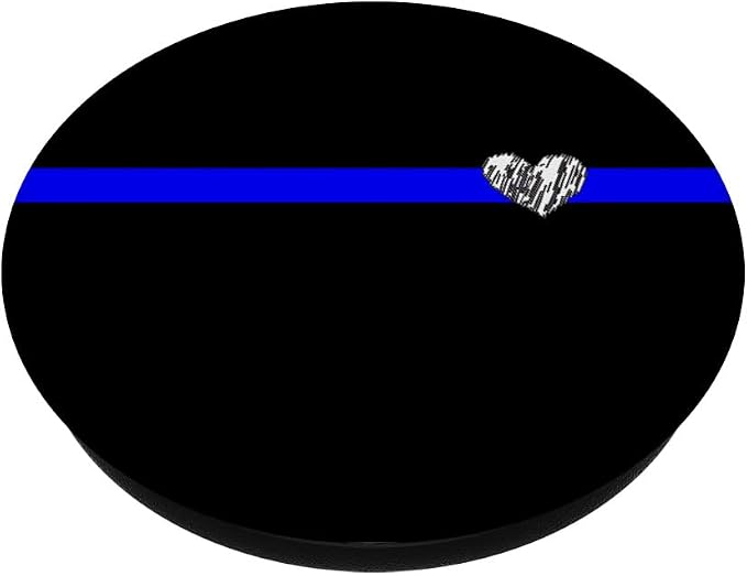 Fallen officer remembrance thin blue line design with Heart PopSockets Adhesive PopGrip